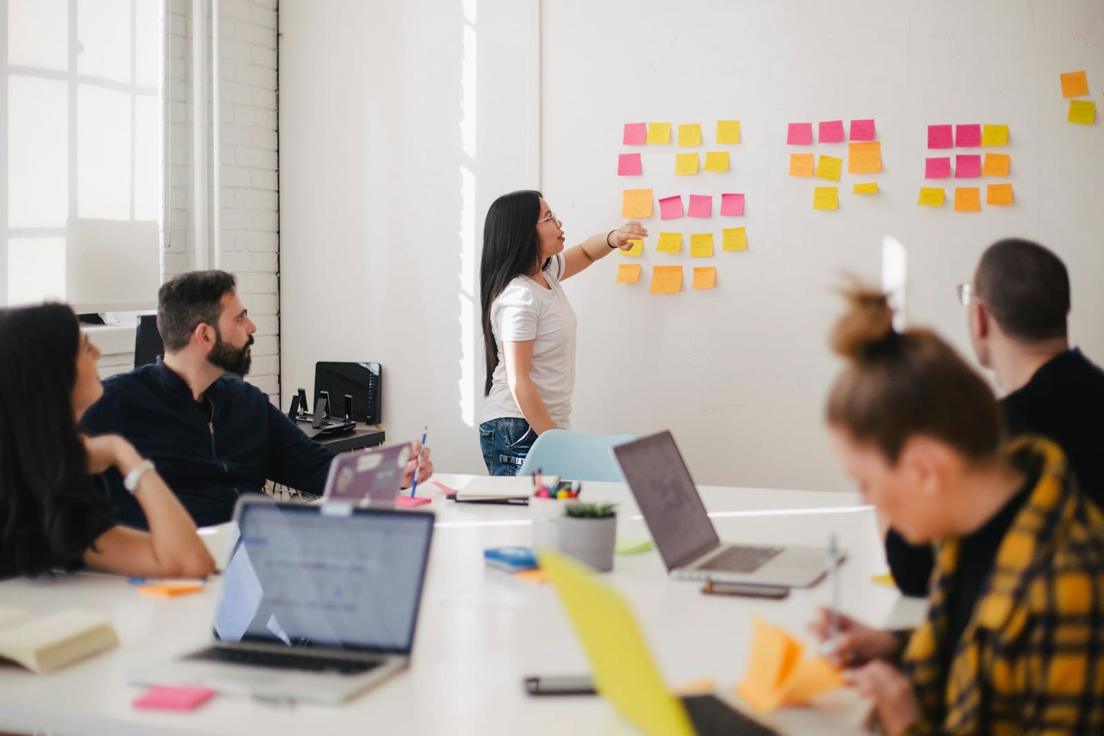 Agency team planning around a whiteboard